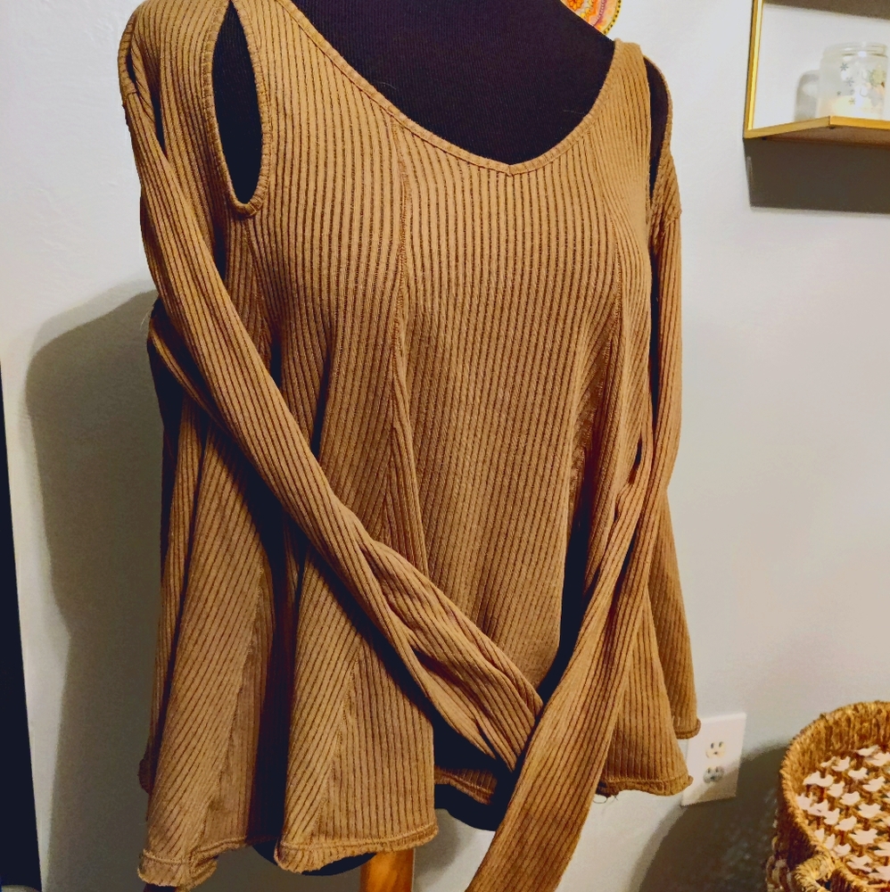 Free People Striped Cutout Shirt & Bralette